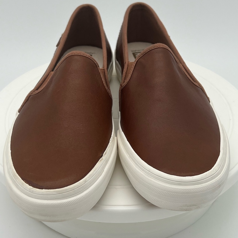 Keds Cognac Brown Leather Double Decker Slip On Sneakers Women Shoe Sz. 8.5 - Picture 2 of 7